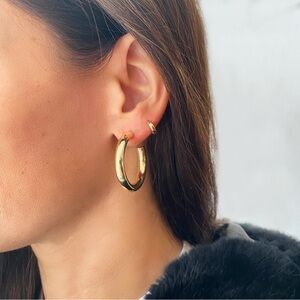 Medium gold small chunky plated Chic Gold Hoop Earrings